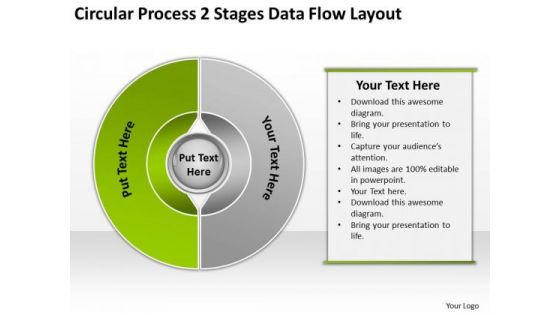 Circular Process 2 Stages Data Flow Layout Market Plan Example PowerPoint Slides