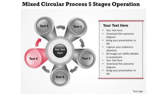 Circular Process 5 Stages Operation Ppt Writing Business Plan Template PowerPoint Slides