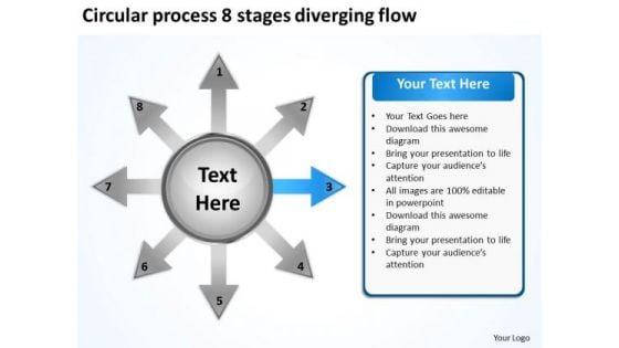 Circular Process 8 Stages Diverging Flow Venn Network PowerPoint Templates