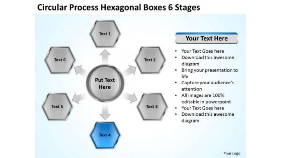 Circular Process Hexagonal Boxes 6 Stages Business Continuity Plan PowerPoint Slides