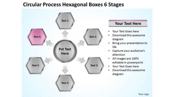 Circular Process Hexagonal Boxes 6 Stages Business Succession Planning PowerPoint Templates