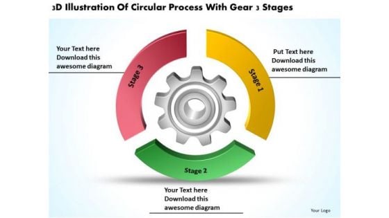 Circular Process With Gear 3 Stages Business Plan PowerPoint Slides