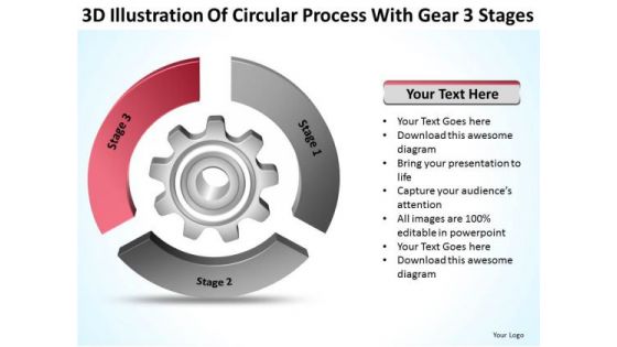 Circular Process With Gear 3 Stages Ppt Writing Good Business Plan PowerPoint Slides