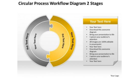 Circular Process Workflow Diagram 2 Stages Business Plan Templet PowerPoint Templates