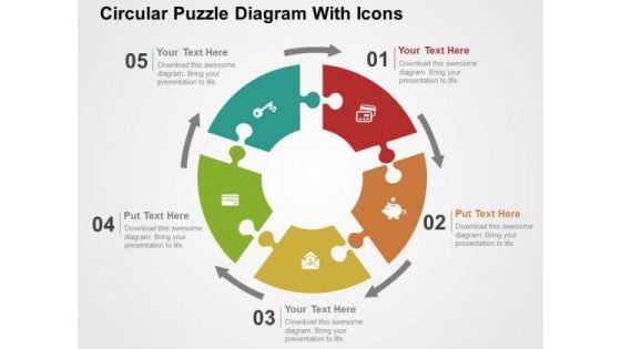 Circular Puzzle Diagram With Icons PowerPoint Templates