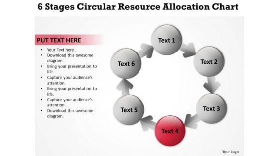 Circular Resource Allocation Chart Template For Business Plan PowerPoint Slides