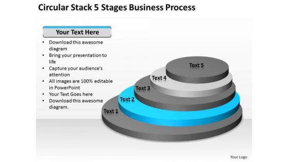 Circular Stack 5 Stages Business Process Ppt How Do Write Plan PowerPoint Slides