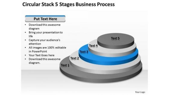 Circular Stack 5 Stages Business Process Ppt Plan Templates PowerPoint Slides