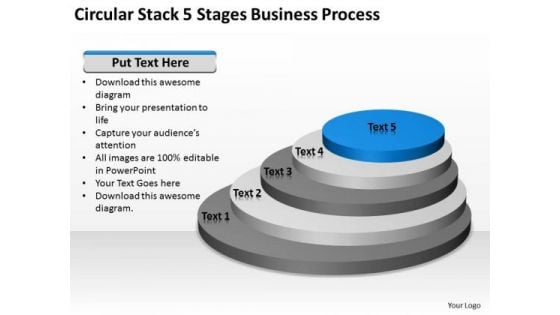 Circular Stack 5 Stages Business Process Ppt Plan Write PowerPoint Slides