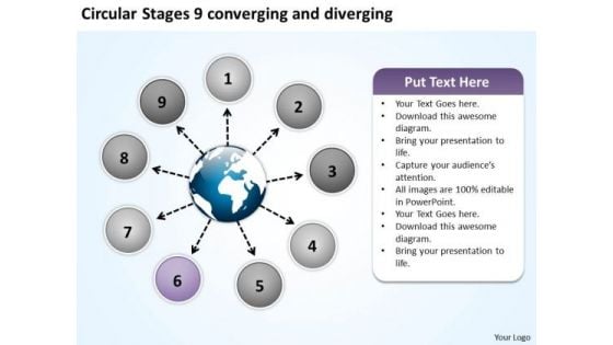 Circular Stages 9 Converging And Diverging Motion Diagram PowerPoint Slides Circular Stages 9 Converging And Diverging Motion Diagram PowerPoint Slides
