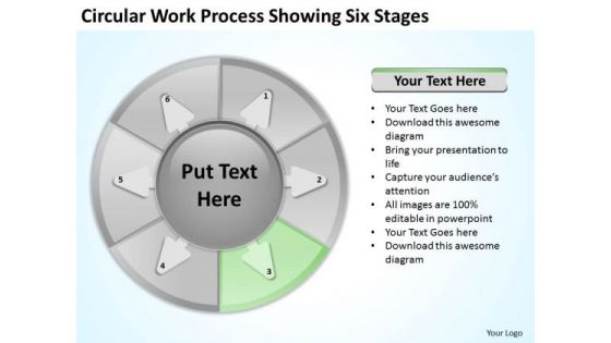 Circular Work Process Showing Six Stages Business Plan Template PowerPoint Templates