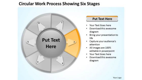 Circular Work Process Showing Six Stages Marketing Plan For Small Business PowerPoint Slides