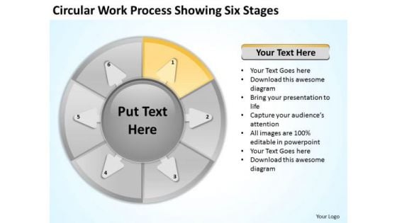 Circular Work Process Showing Six Stages Startup Business Plan PowerPoint Templates