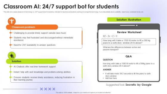 Classroom AI 24 Into 7 Support Bot For Students Educational Transformation Through AI SS V