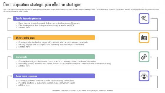 Client Acquisition Strategic Plan Effective Strategies Portrait Pdf