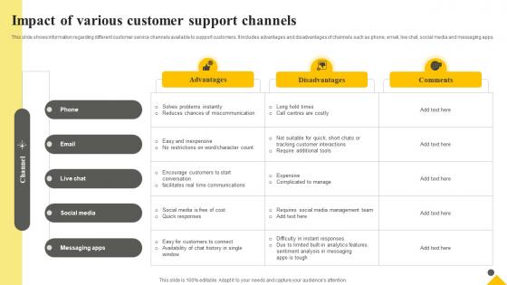 Client Support Plan To Increase Customer Impact Of Various Customer Support Channels Strategy SS V