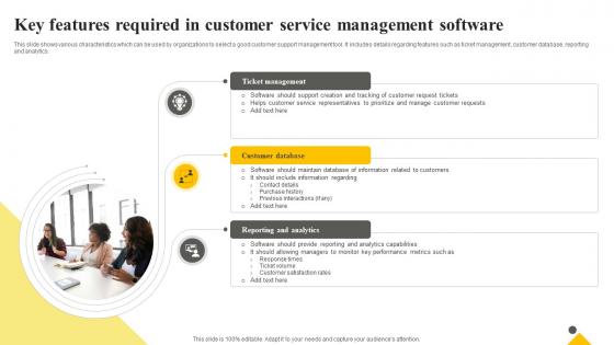 Client Support Plan To Increase Customer Key Features Required In Customer Service Management Strategy SS V