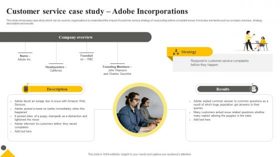 Client Support Plan To Increase Customer Service Case Study Adobe Incorporations Strategy SS V