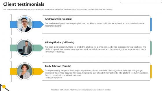 Client Testimonials Analytics Company Investor Funding Elevator