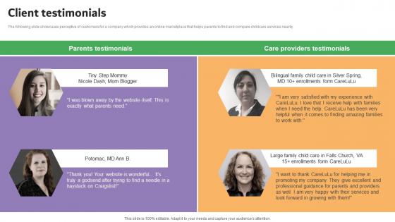 Client Testimonials Carelulu Shareholders Fund Raising Pitch Deck Portrait Pdf