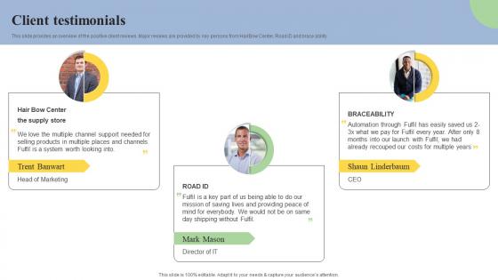 Client Testimonials Cloud Based ERP Software Investor Financing Elevator Pitch Deck Guidelines Pdf