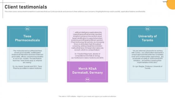 Client Testimonials Cloud Based Predictive Analytics Software Pitch Deck