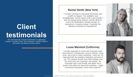 Client Testimonials Conglomerate Company Fund Raising Pitch Deck Background Pdf