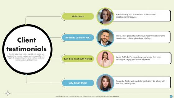 Client Testimonials Consumer Electronics Company Profile CP SS V