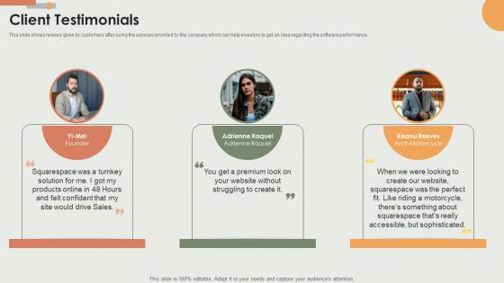 Client Testimonials E Commerce Solutions Offering Company Fundraising Pitch Deck Client Testimonials E Commerce Solutions Offering Company Fundraising Pitch Deck