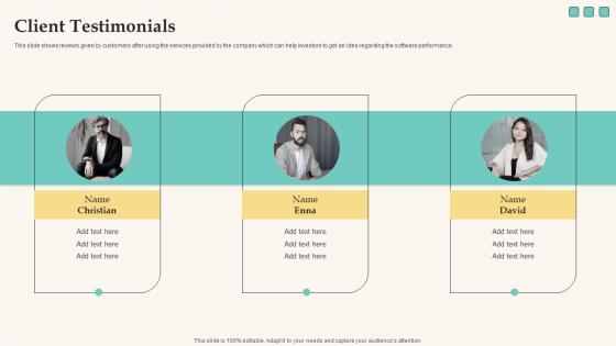Client Testimonials Elevator Pitch Deck For Funding Tech Company Structure Pdf