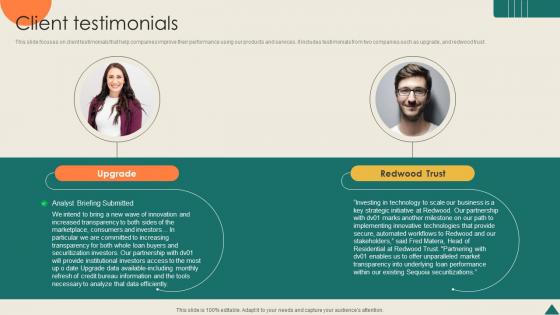 Client Testimonials Financial Analytics Platform Investor Elevator Pitch Deck Client Testimonials Financial Analytics Platform Investor Elevator Pitch Deck