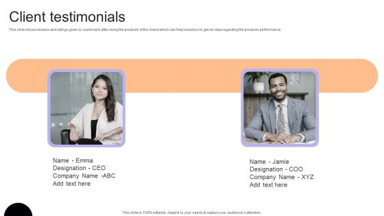 Client Testimonials Financial Consulting Platform Fundraising Pitch Deck Template Pdf