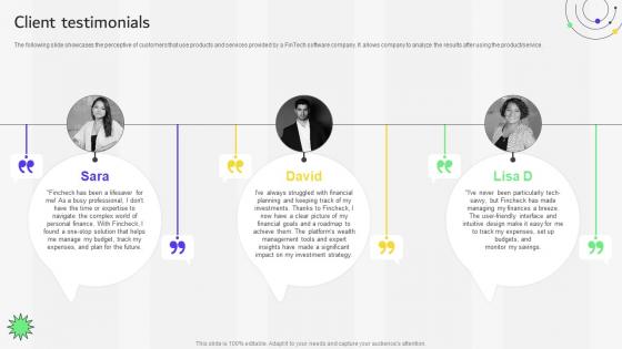 Client Testimonials Financial Services Provider Investor Funding Elevator Pitch Deck Client Testimonials Financial Services Provider Investor Funding Elevator Pitch Deck