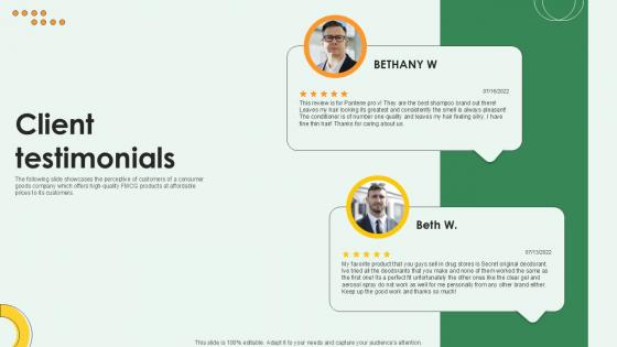 Client Testimonials FMCG Products Investor Funding Ppt Example Client Testimonials FMCG Products Investor Funding Ppt Example