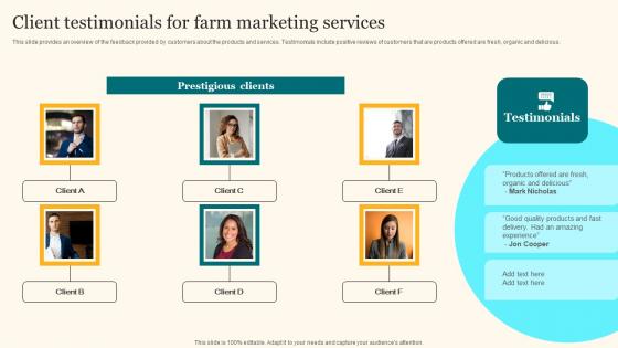 Client Testimonials For Farm Marketing Services Agricultural Product Promotion Microsoft Pdf