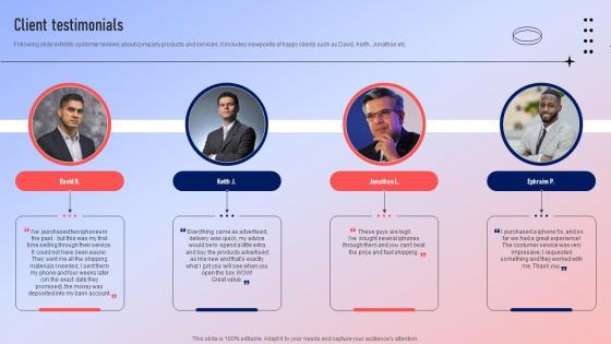 Client Testimonials Fundraising Pitch Deck For Ecommerce Platform Client Testimonials Fundraising Pitch Deck For Ecommerce Platform