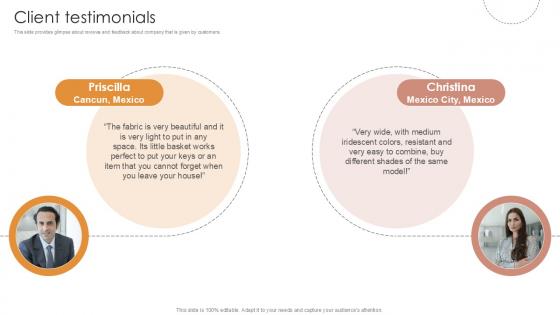 Client Testimonials Furniture Manufacturing Firm Investor Funding Ppt Powerpoint