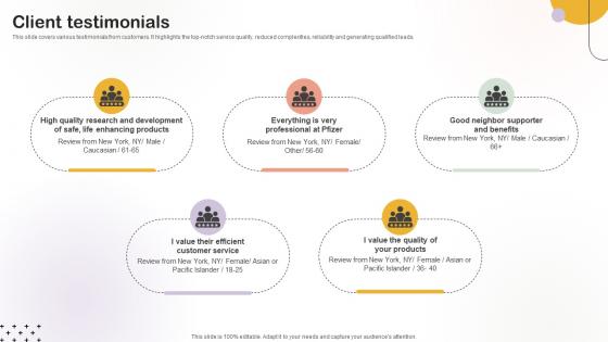 Client Testimonials Medical Research Organization Pitch Deck Client Testimonials Medical Research Organization Pitch Deck