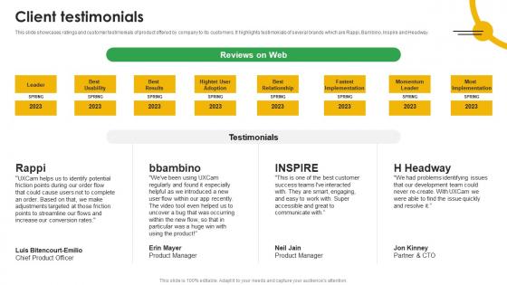 Client Testimonials Mobile App Analytics Company Fund Raising Pitch Deck Rules Pdf