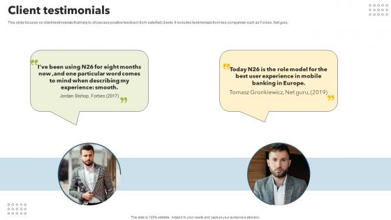 Client Testimonials Mobile Banking App Investor Funding Elevator Pitch Deck Client Testimonials Mobile Banking App Investor Funding Elevator Pitch Deck