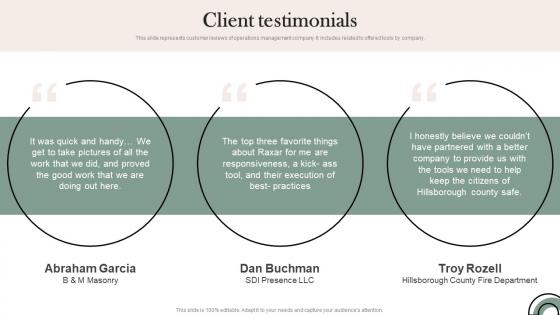 Client Testimonials Mobile Solution Company Investor Fund Raising Pitch Deck Demonstration Pdf