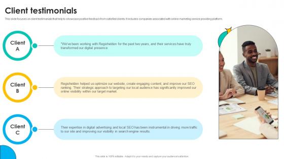 Client Testimonials Online Marketing Solutions Pitch Deck Client Testimonials Online Marketing Solutions Pitch Deck
