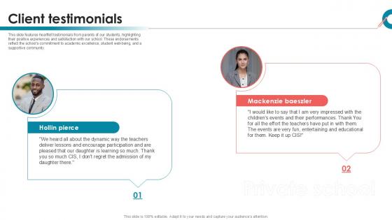 Client Testimonials Private School Investor Funding Elevator Pitch Deck PPT Slides Client Testimonials Private School Investor Funding Elevator Pitch Deck PPT Slides