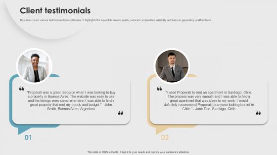Client Testimonials Property Listings Platform Pitch Deck PPT Example Client Testimonials Property Listings Platform Pitch Deck PPT Example