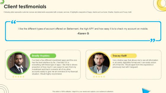Client Testimonials Sales Pitch Deck For Online Retail Ppt Example