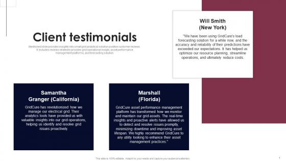 Client Testimonials Smart Grid Analytics Investor Fund Raising Template PDF