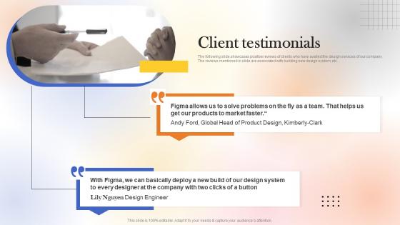 Client Testimonials Web Designing Platform Fundraising Pitch Deck Inspiration Pdf