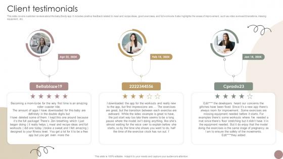 Client Testimonials Women Wellness Coaching Platform Pitch Deck