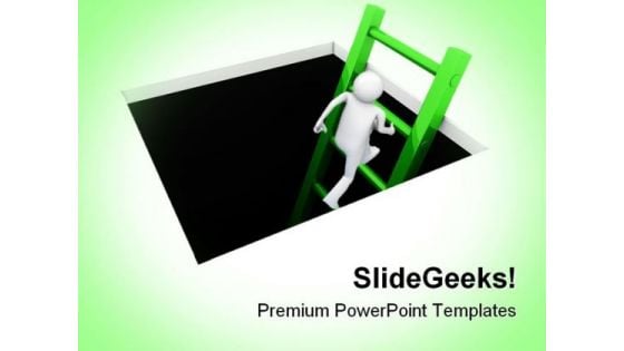 Climb Out Of The Hole People PowerPoint Themes And PowerPoint Slides 0211