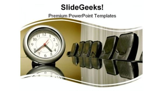 Clock And Empty Conference Business PowerPoint Templates And PowerPoint Backgrounds 0211